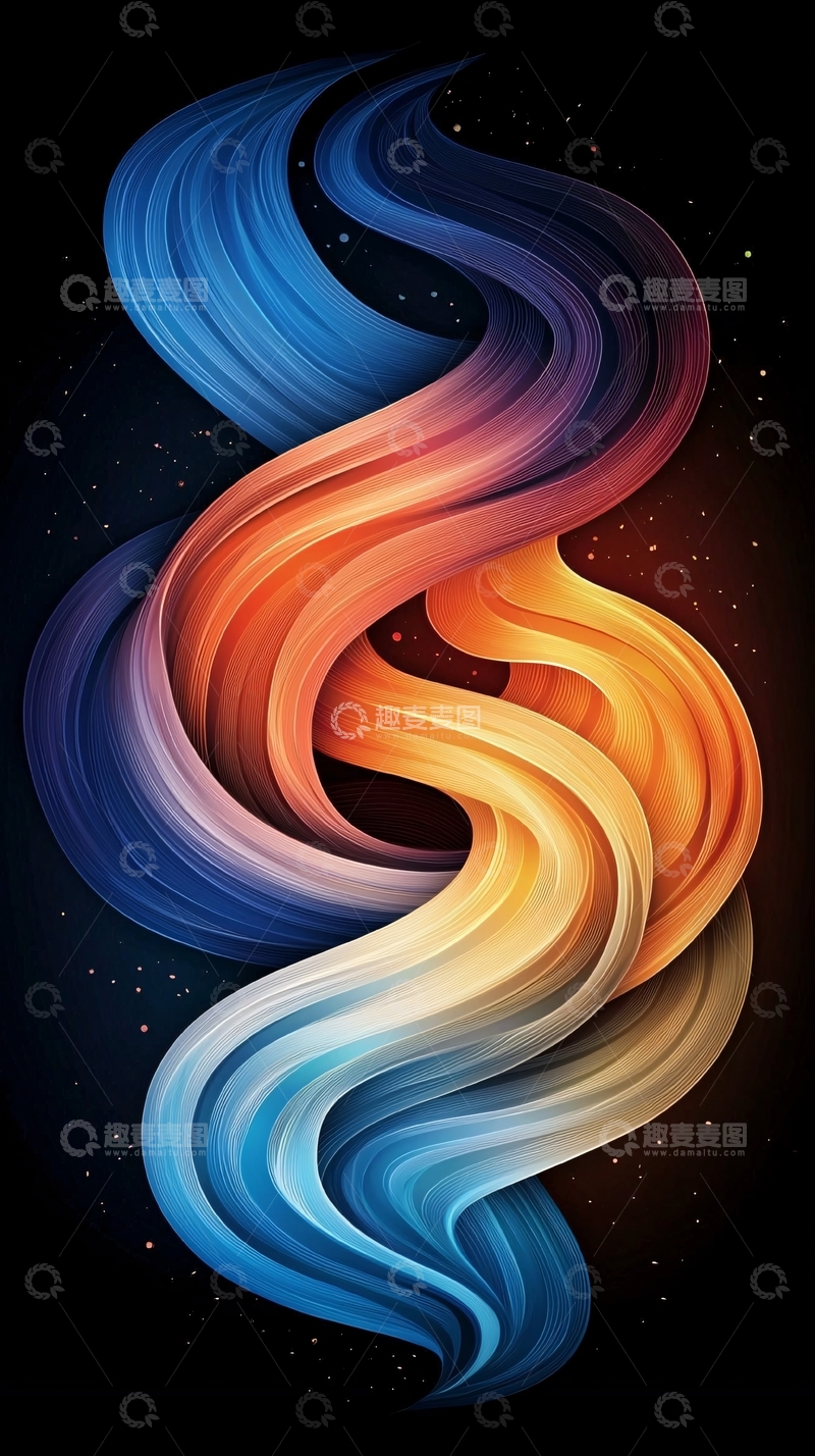 高清大图下载【趣麦麦图】流体渐变色抽象曲线背景