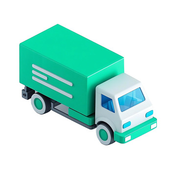 3D图标科技风绿色运输卡车