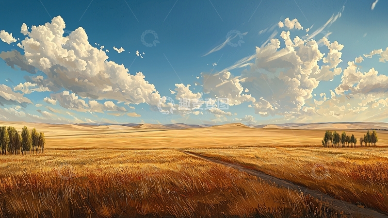 高清大图下载【趣麦麦图】广袤田野上的白云蓝天