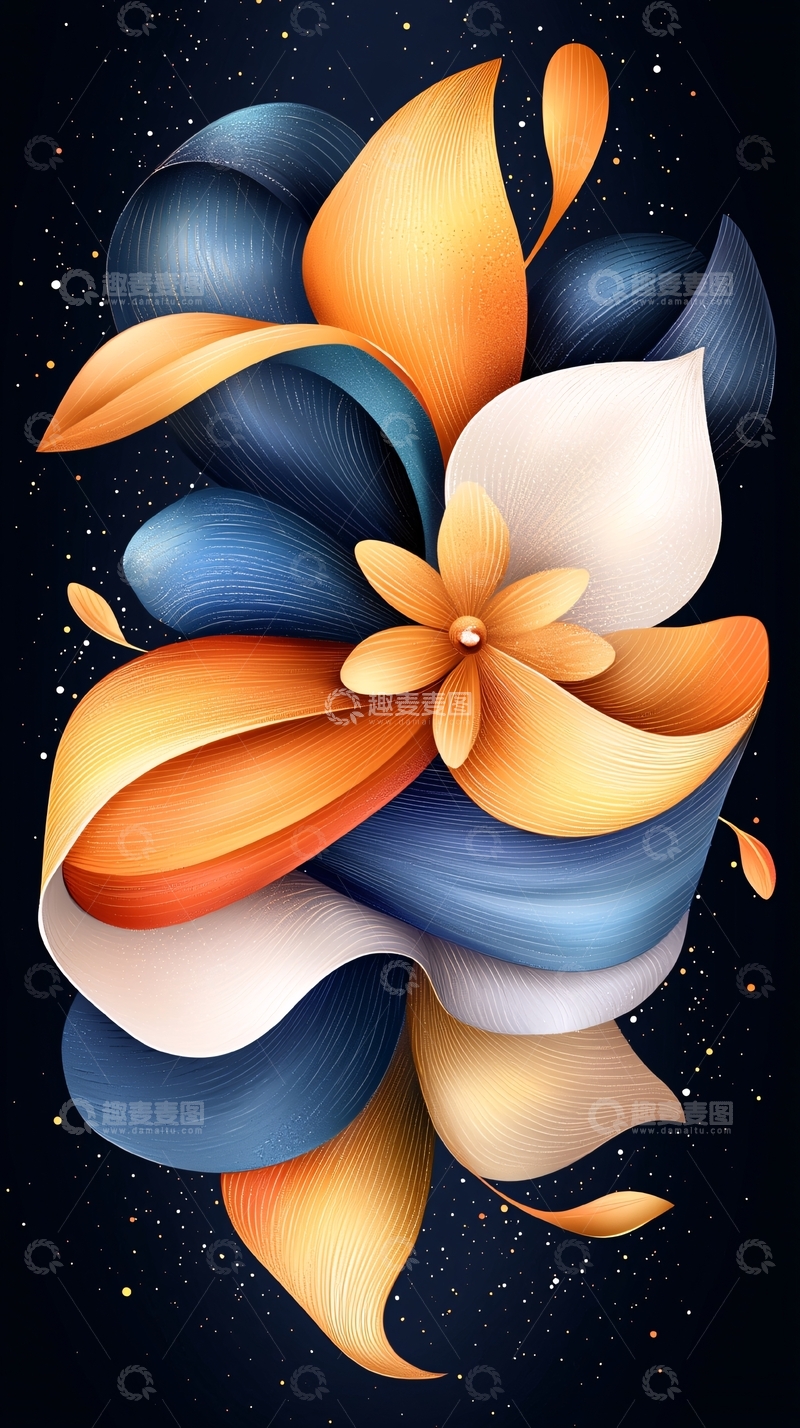 高清大图下载【趣麦麦图】抽象花卉图案