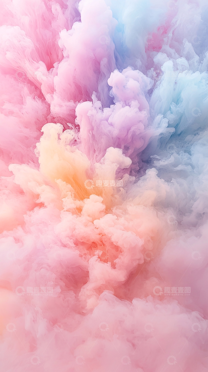 高清大图下载【趣麦麦图】粉色蓝色梦幻烟雾背景