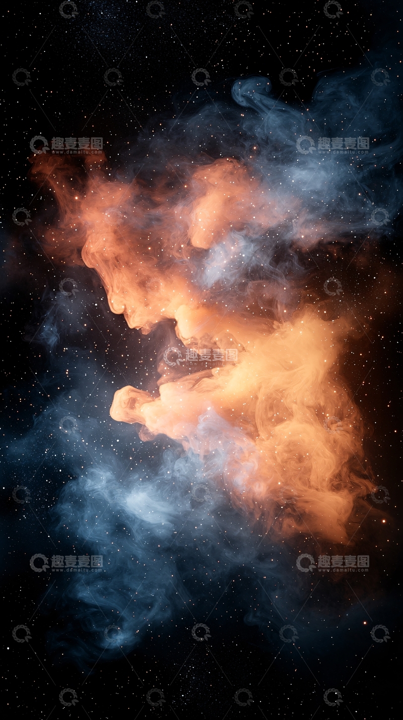 高清大图下载【趣麦麦图】绚丽星云在深邃宇宙中