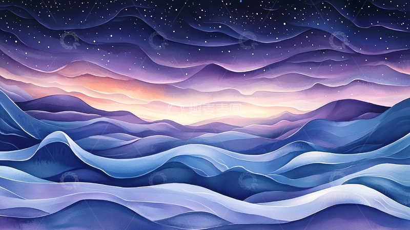 高清大图下载【趣麦麦图】星空下的抽象山脉