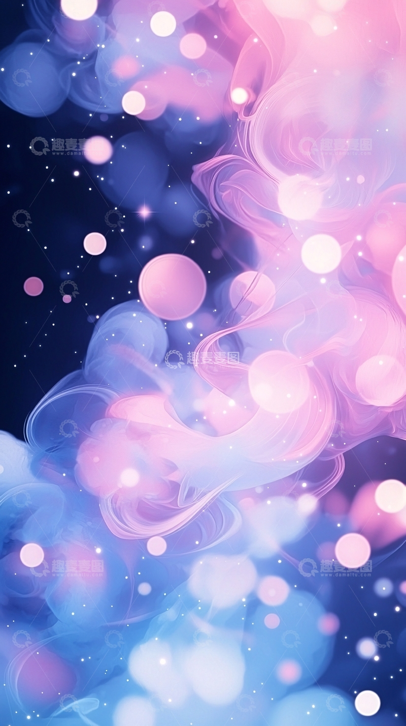 高清大图下载【趣麦麦图】粉蓝渐变梦幻光斑背景