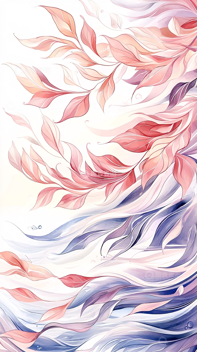 高清大图下载【趣麦麦图】粉色与紫色交织的叶片