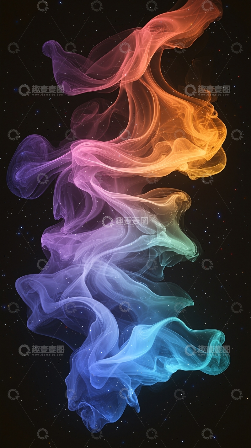 高清大图下载【趣麦麦图】彩色烟雾在黑色背景上
