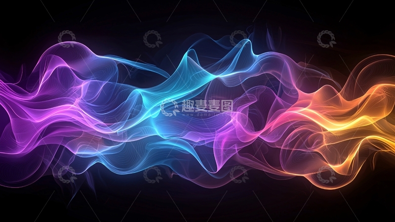 高清大图下载【趣麦麦图】彩色烟雾在黑暗背景中