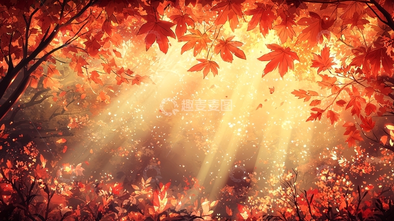 高清大图下载【趣麦麦图】秋日阳光穿透树叶的光辉
