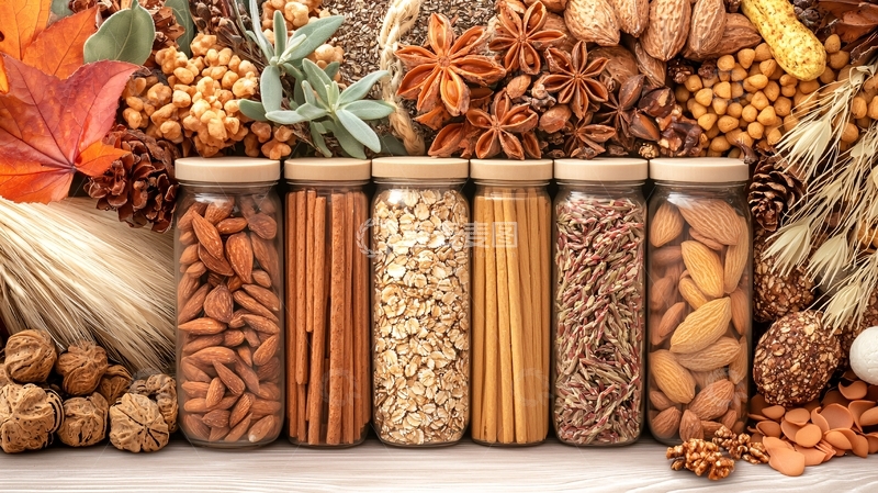 高清大图下载【趣麦麦图】五谷杂粮罐装特写