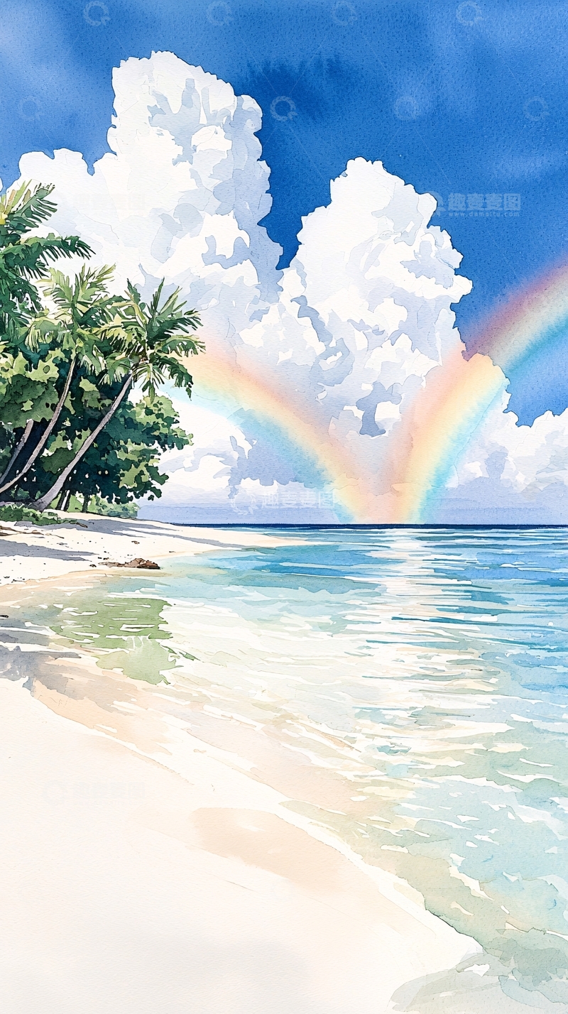 高清大图下载【趣麦麦图】热带海滩彩虹
