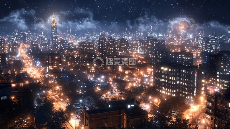 高清大图下载【趣麦麦图】繁华都市夜景
