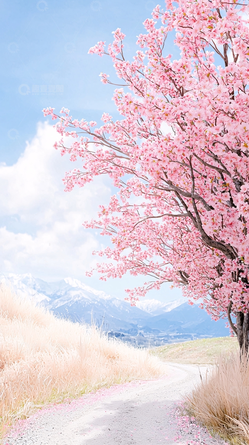 高清大图下载【趣麦麦图】樱花树下的唯美小路
