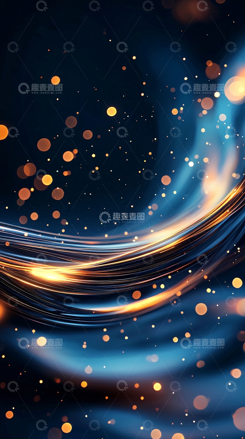 高清大图下载【趣麦麦图】蓝色背景金色光晕点缀