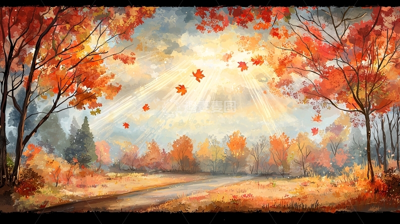 高清大图下载【趣麦麦图】秋日阳光下的森林小路