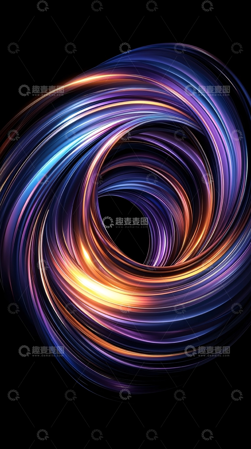 高清大图下载【趣麦麦图】炫彩光线环绕中心的漩涡