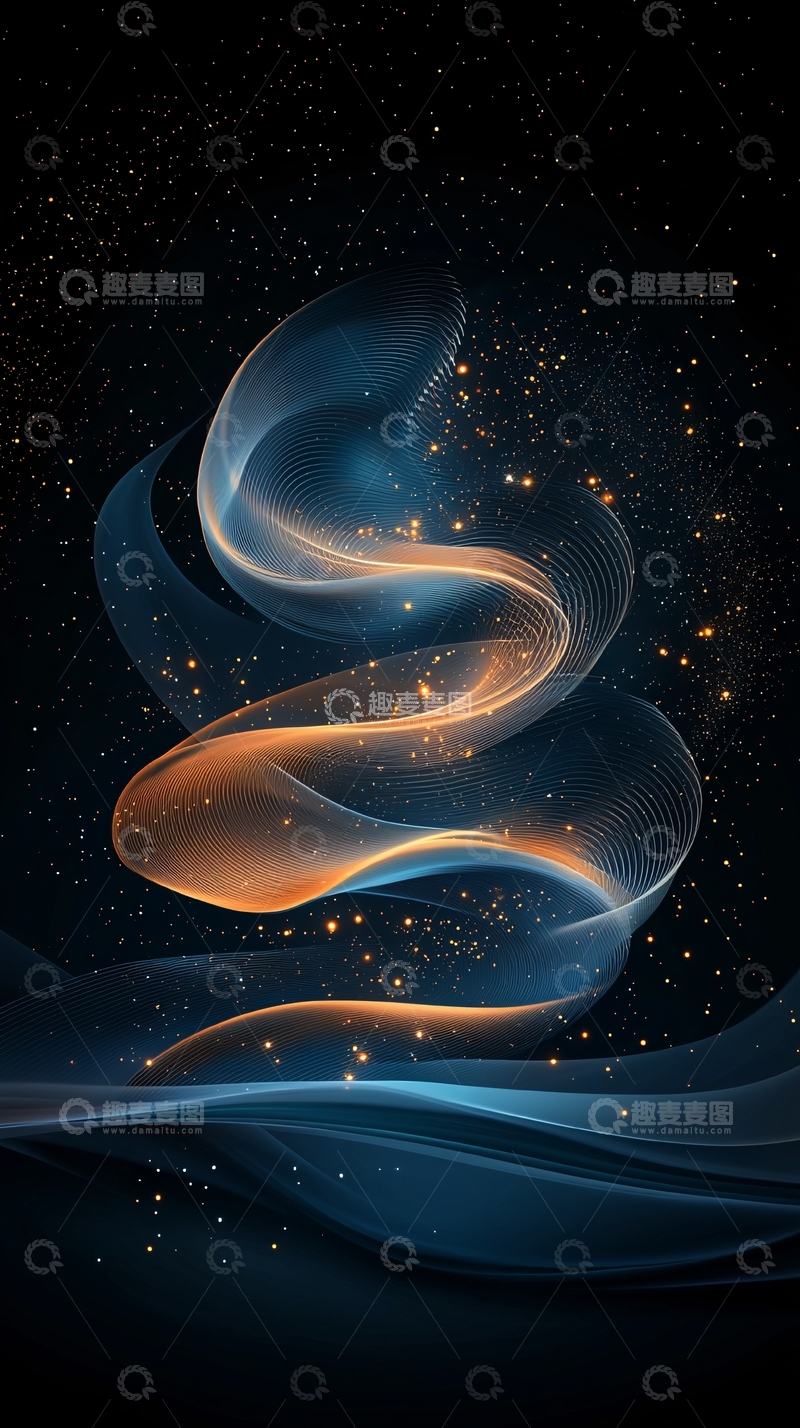 高清大图下载【趣麦麦图】蓝色金色螺旋光效