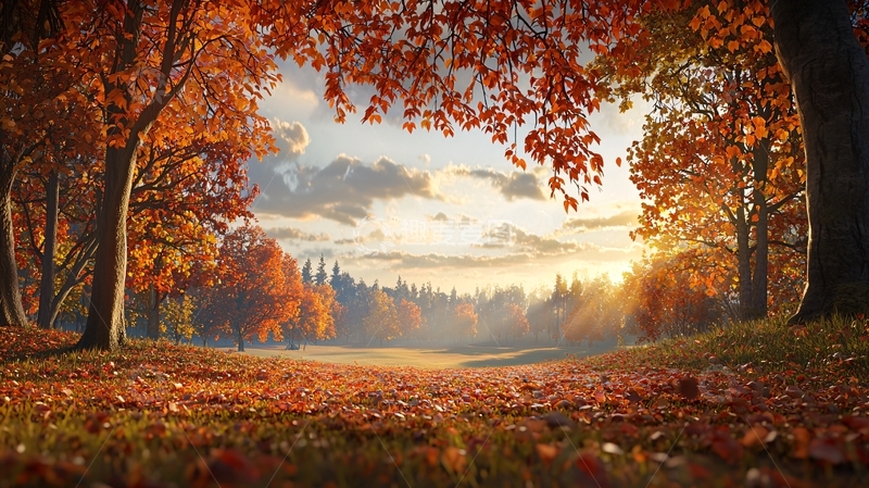 高清大图下载【趣麦麦图】秋日森林落叶美景