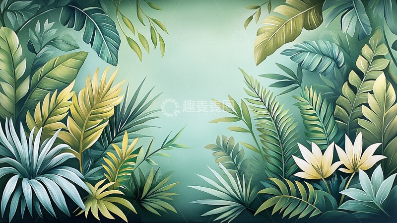 高清大图下载【趣麦麦图】茂密热带植物背景