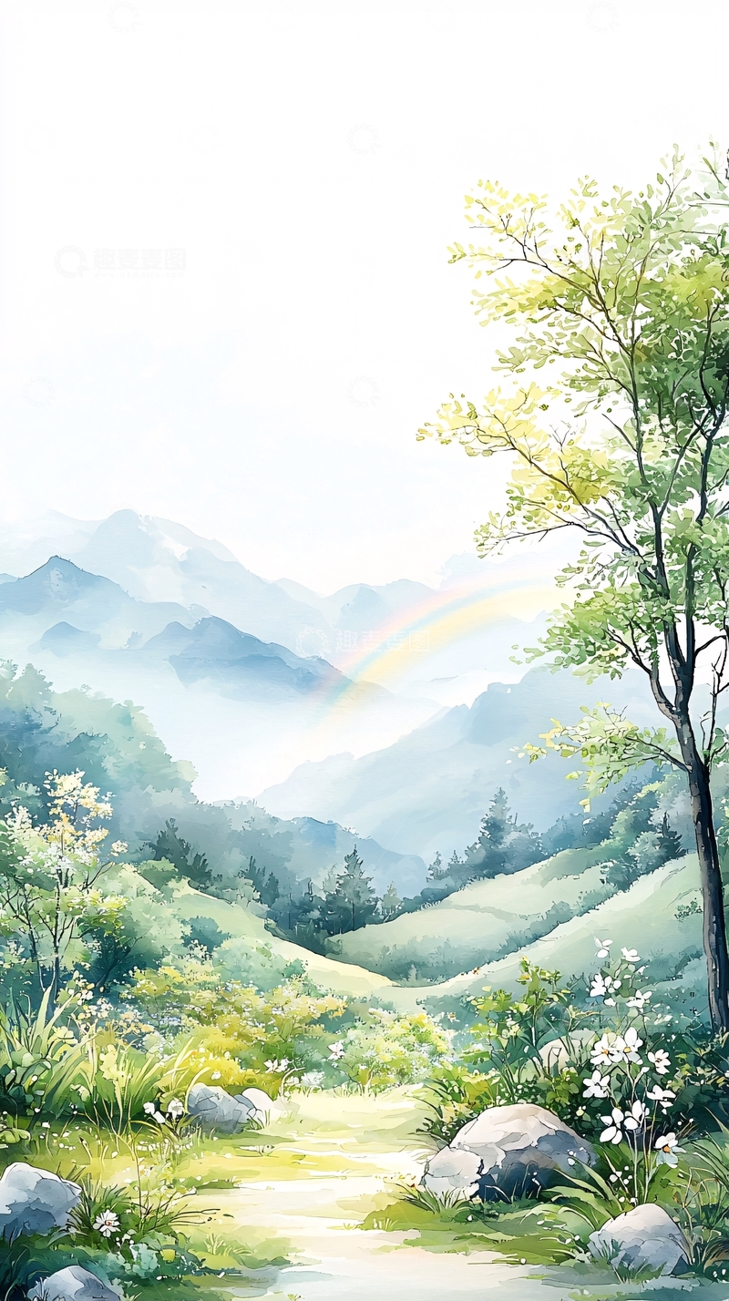 高清大图下载【趣麦麦图】水彩风景画高清图片