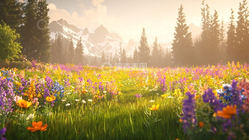高清大图下载【趣麦麦图】鲜花盛开的田野