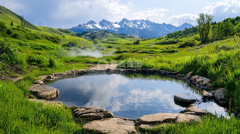 高清大图下载【趣麦麦图】宁静的湖面倒映雪山