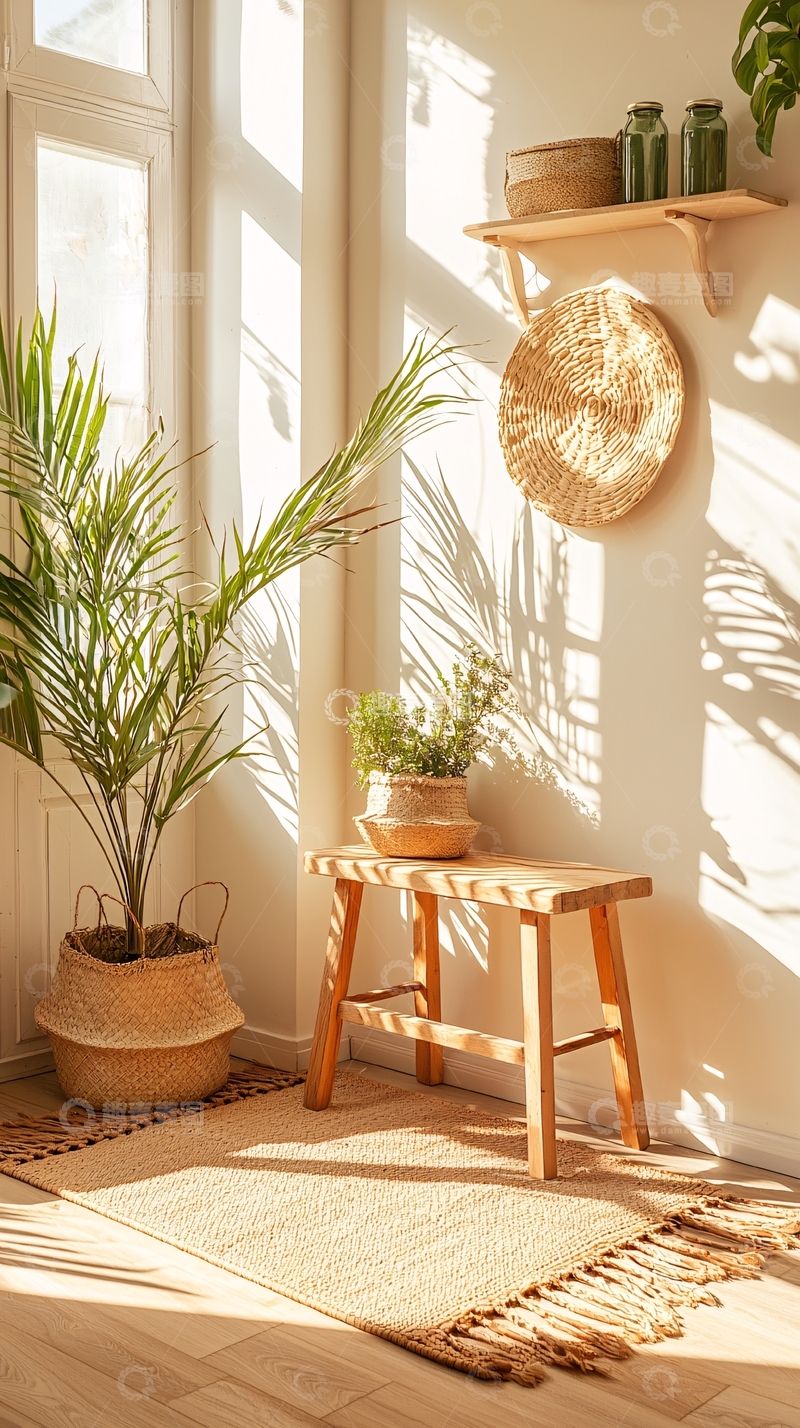 高清大图下载【趣麦麦图】明媚阳光下的室内角落