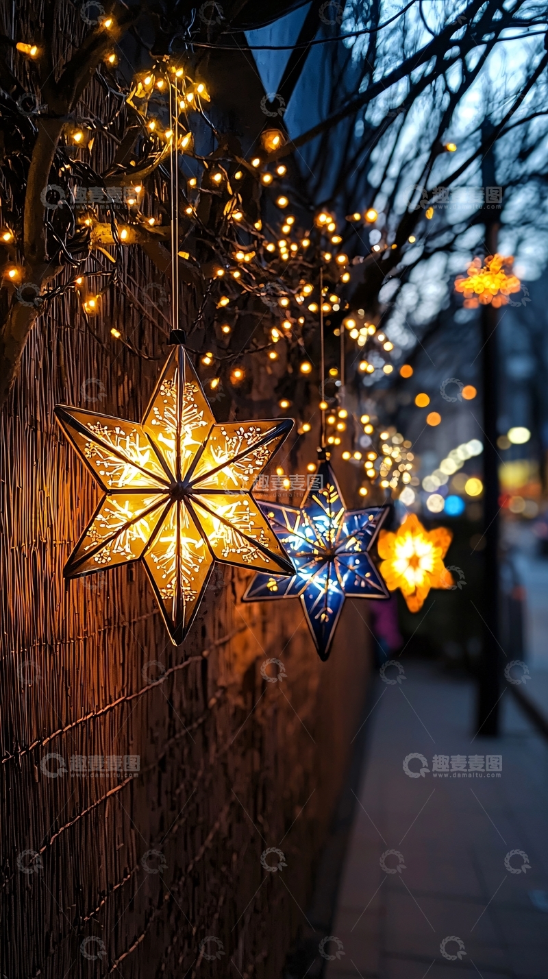 高清大图下载【趣麦麦图】节日气氛的星星灯饰