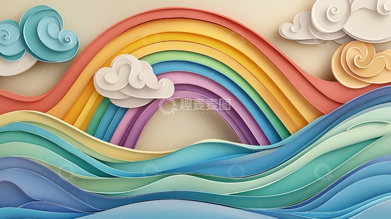 高清大图下载【趣麦麦图】彩虹波浪云朵的艺术