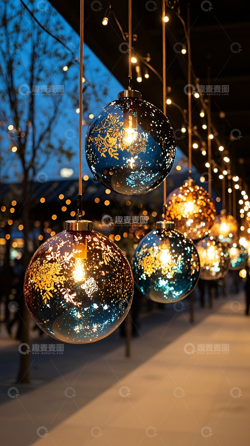 高清大图下载【趣麦麦图】圆形灯饰发光夜晚