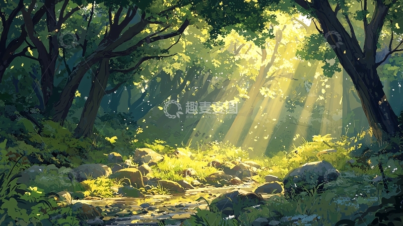 高清大图下载【趣麦麦图】阳光穿过树林的光线