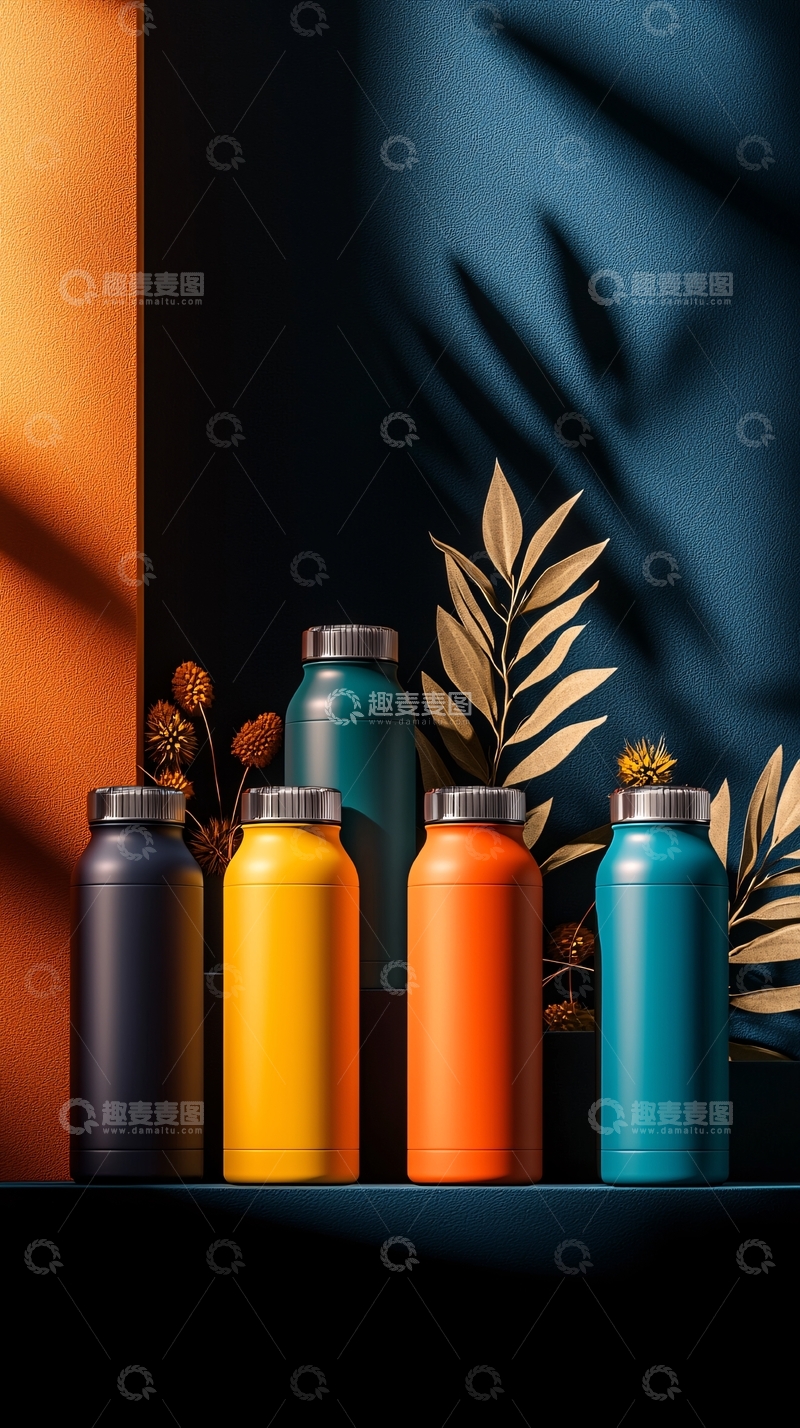 高清大图下载【趣麦麦图】彩色保温瓶产品展示