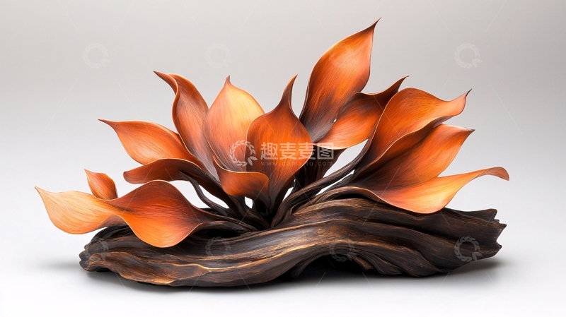 高清大图下载【趣麦麦图】-橙色花瓣木质底座静物