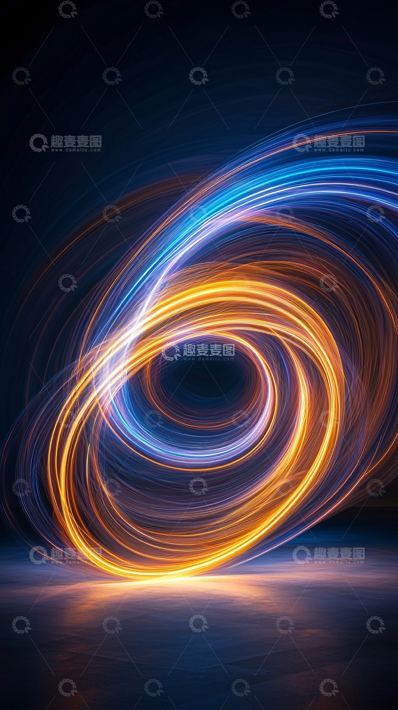 高清大图下载【趣麦麦图】炫彩光线组成的圆形轨迹