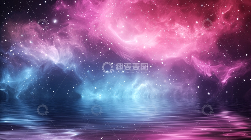 高清大图下载【趣麦麦图】星云水面倒影