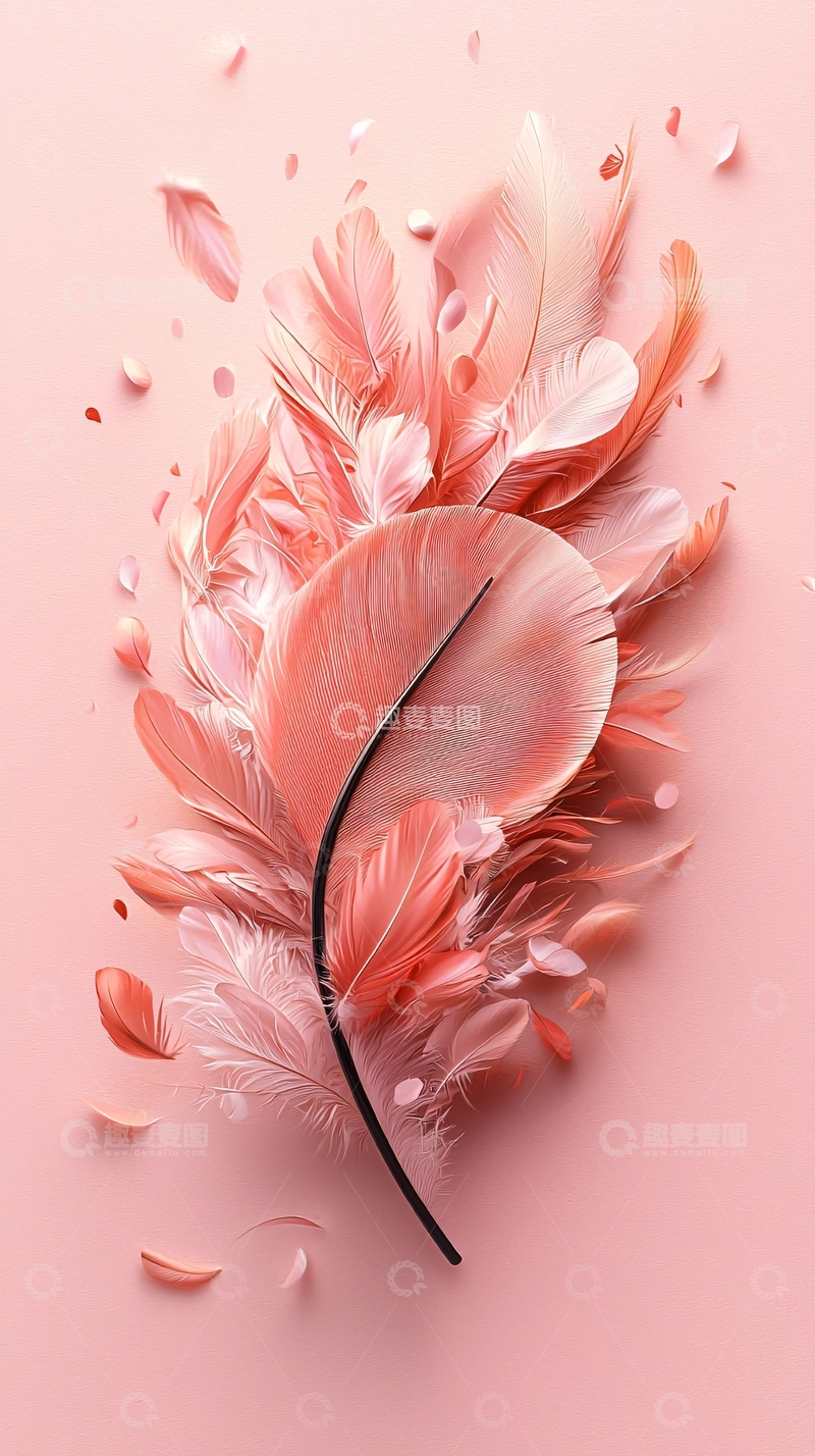 高清大图下载【趣麦麦图】粉色羽毛高清图片