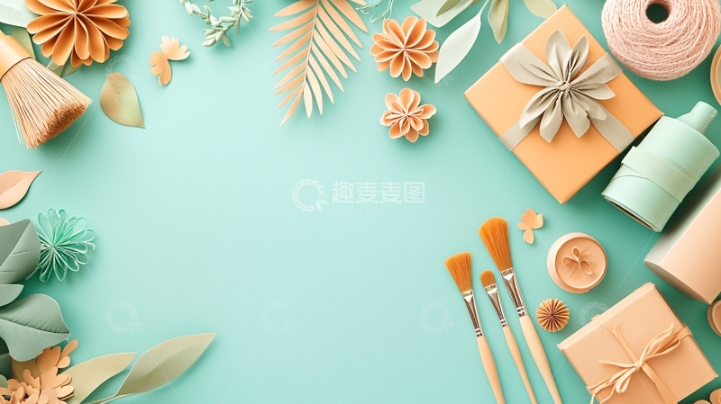 高清大图下载【趣麦麦图】浅蓝色背景上的精美礼品布置