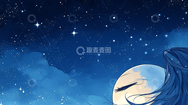 高清大图下载【趣麦麦图】仰望星空少女
