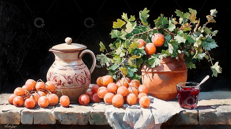 高清大图下载【趣麦麦图】静物油画高清图片