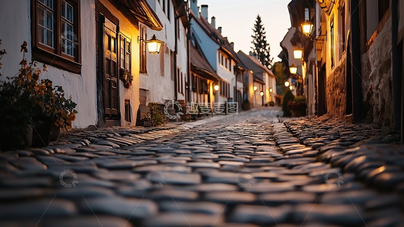 高清大图下载【趣麦麦图】温馨小镇的鹅卵石路