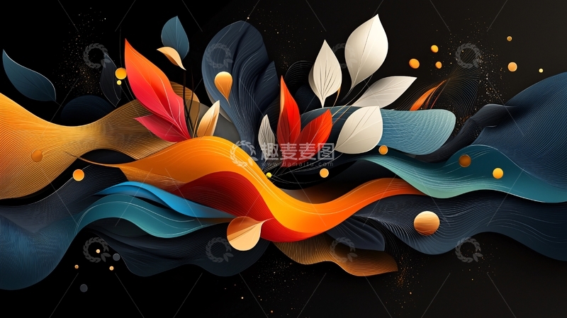 高清大图下载【趣麦麦图】抽象艺术植物流动