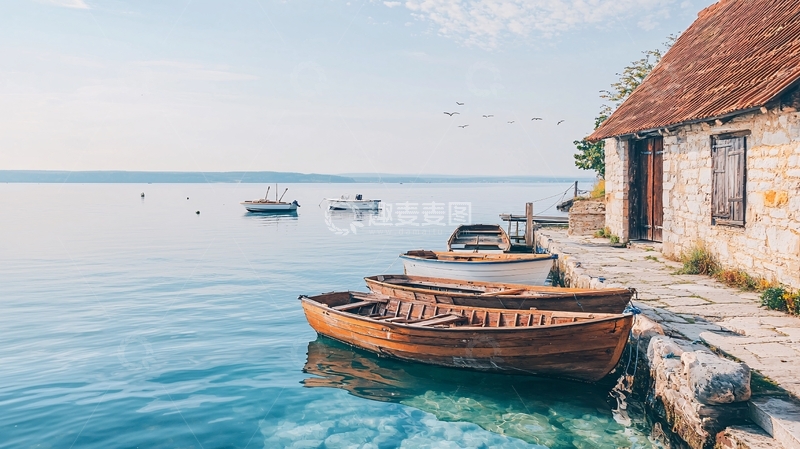 高清大图下载【趣麦麦图】宁静的海边小镇风光