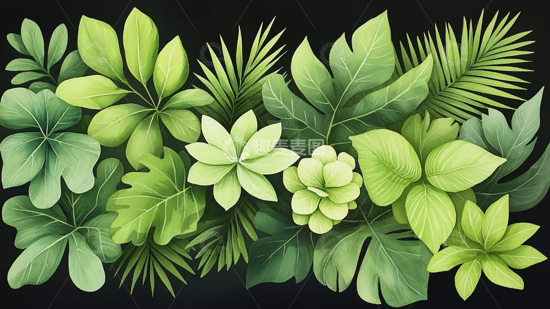 高清大图下载【趣麦麦图】绿色植物叶子组合