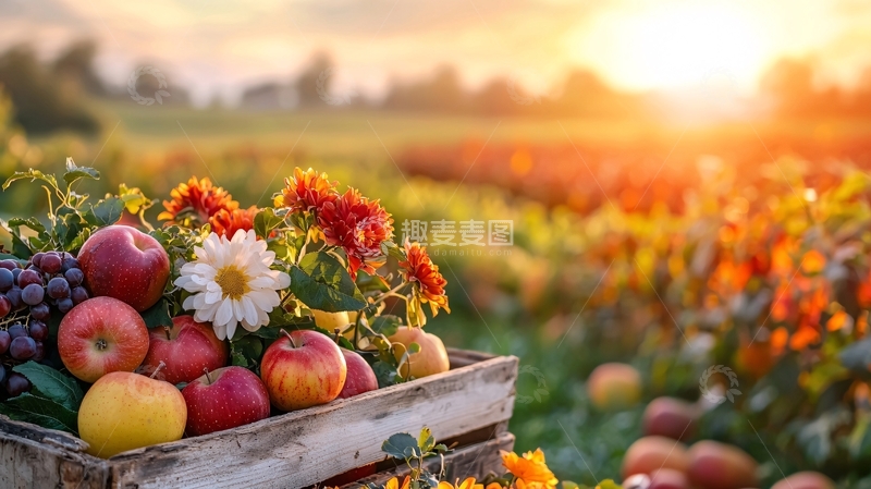 高清大图下载【趣麦麦图】田园丰收果实与鲜花