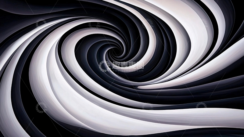 高清大图下载【趣麦麦图】黑白漩涡抽象艺术