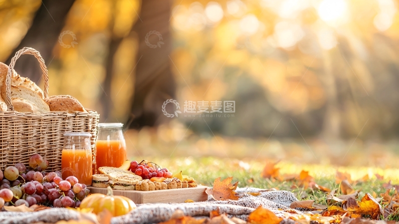 高清大图下载【趣麦麦图】秋日阳光下的野餐