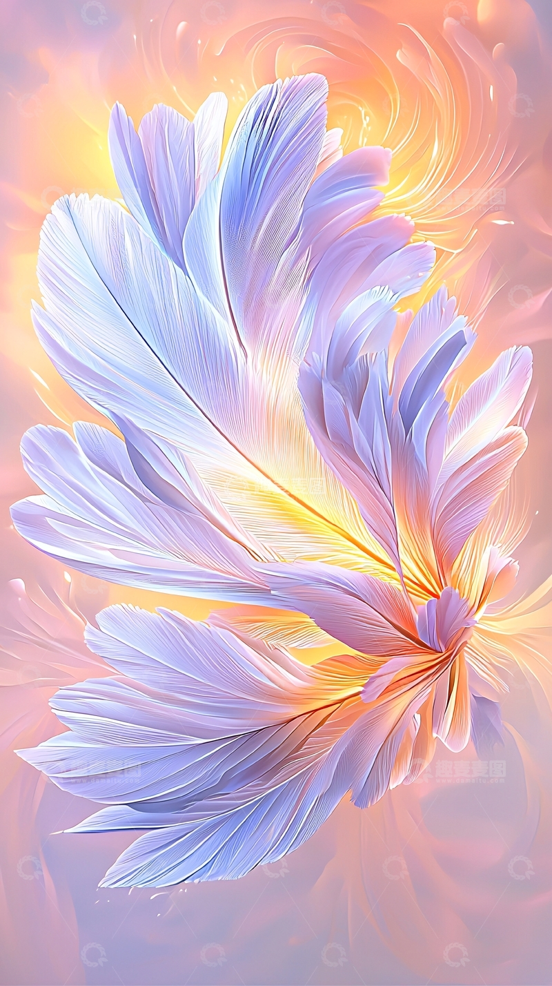 高清大图下载【趣麦麦图】柔和光晕下的羽毛花瓣