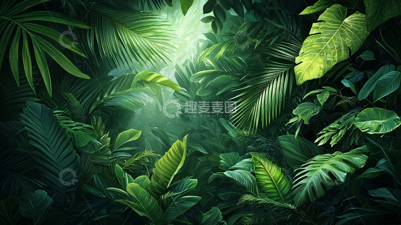 高清大图下载【趣麦麦图】茂密的绿色植物丛林