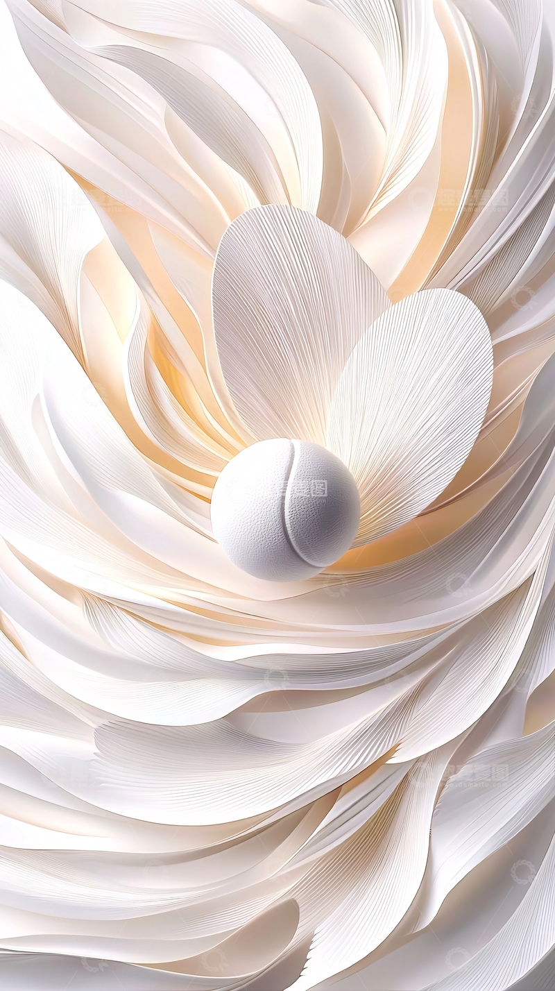 高清大图下载【趣麦麦图】白色花瓣与球体