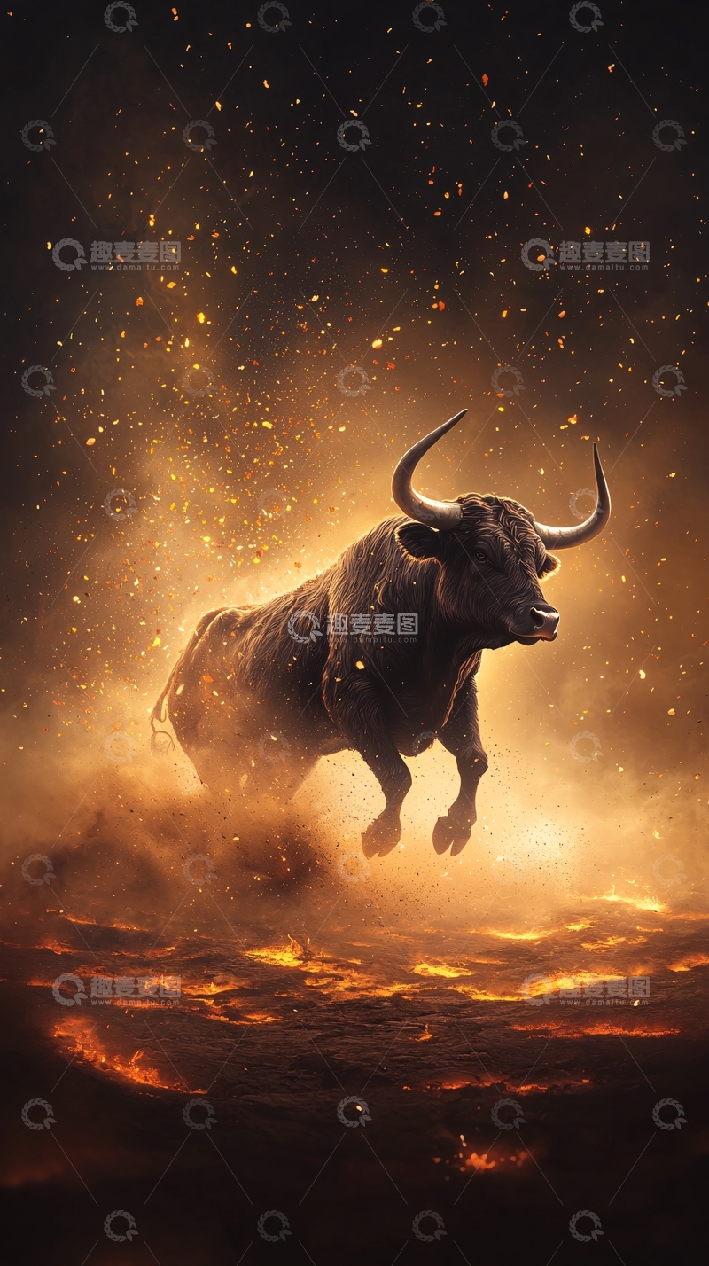 高清大图下载【趣麦麦图】气势汹汹的公牛