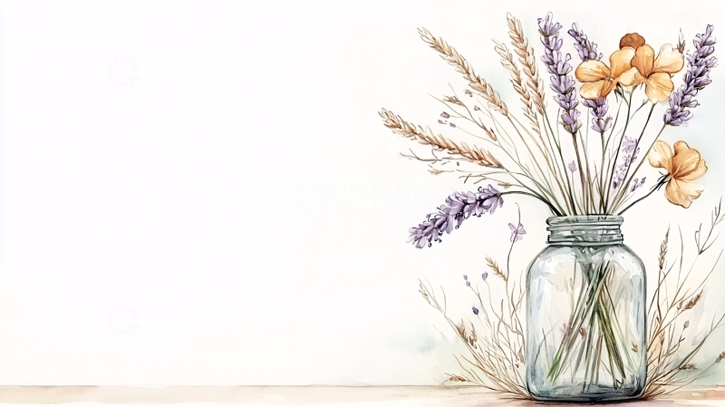 高清大图下载【趣麦麦图】干花瓶中插花